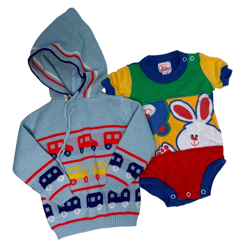 Childwise 6-9mos Lot of 2 Buster Brown Baby Blue Multi Vintage 90s USA